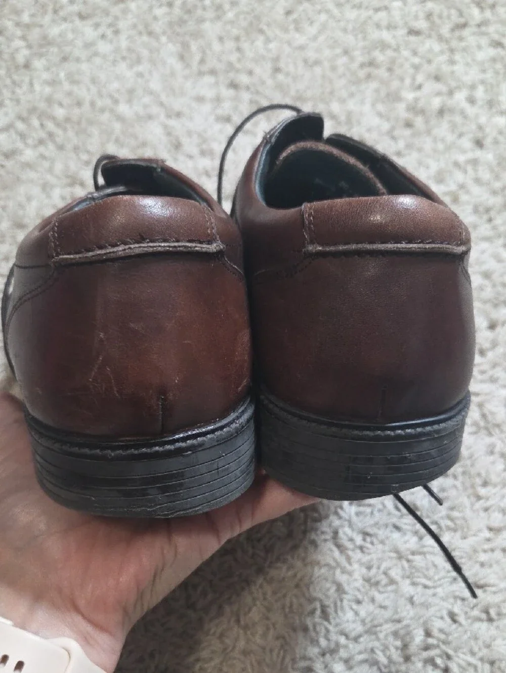 Johnston & Murphy Dark Brown 9.5M Leather Lace-Up Oxfords